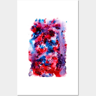 dark pink and blue watercolour swirl Posters and Art